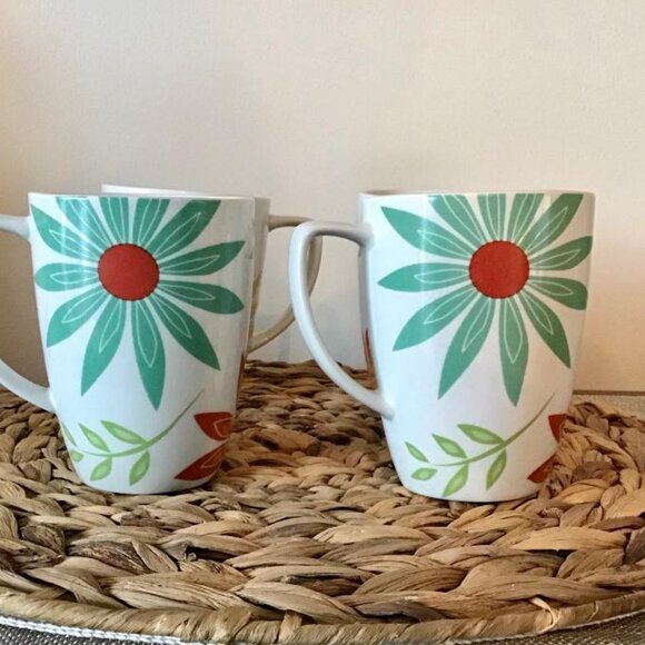 Corelle Coordinates HAPPY DAYS Porcelain 12oz. Mugs Set of 4 Whimsical Boho EUC - Picture 4 of 6
